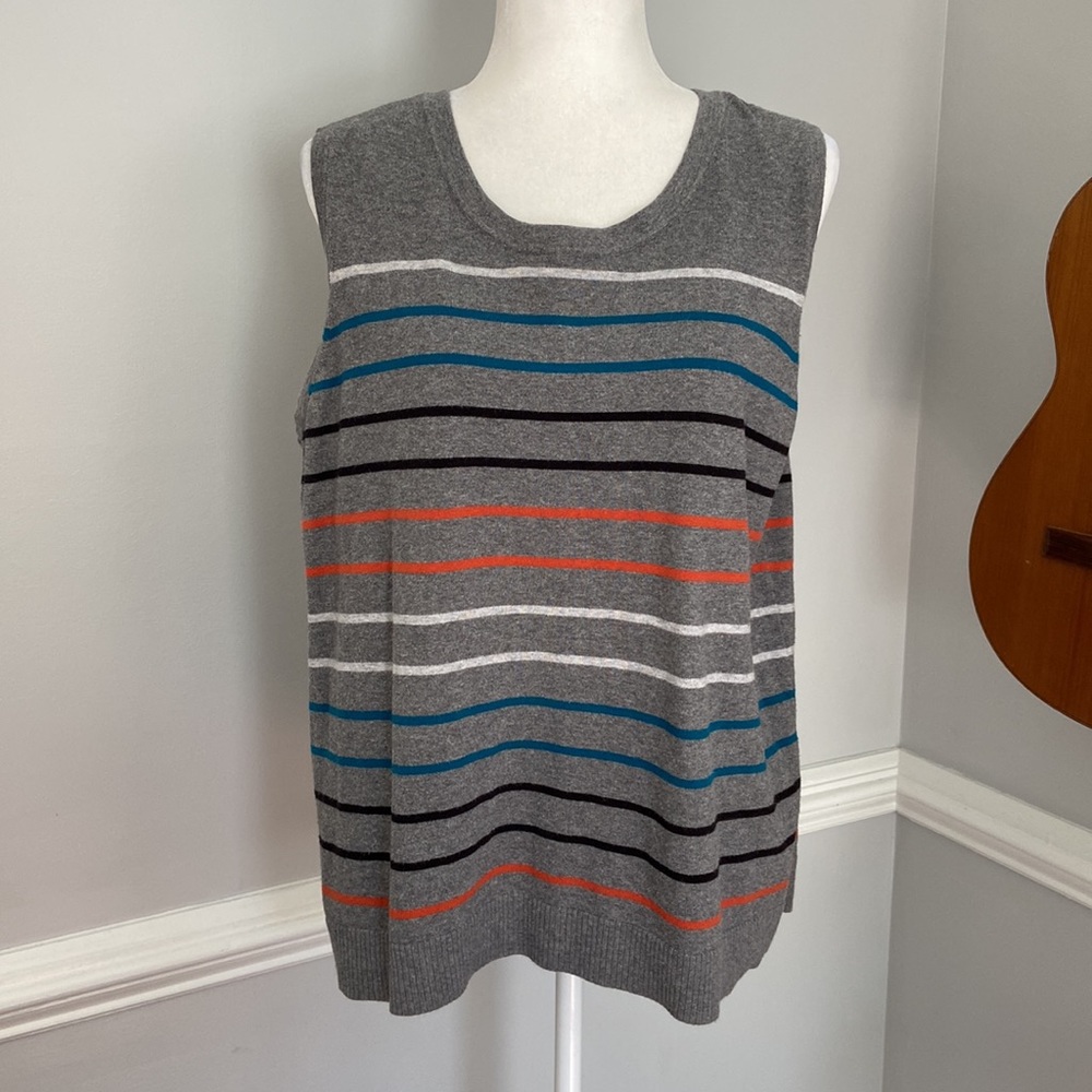 CJ Banks Striped Cardigan Sweater Tank Set - Picture 2 of 8